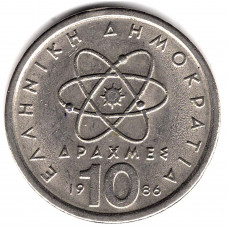 10 драхм 1986 Греция - 10 drachmes 1986 Greece, из оборота