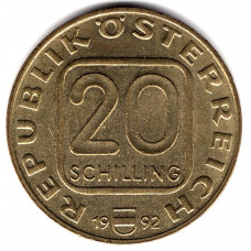 20 шиллингов 1992 Австрия - 20 schilling 1992 Austria, из оборота