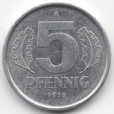 5 пфеннигов 1978 Германия (ГДР) - 5 pfennig 1978 Germany (GDR), из оборота