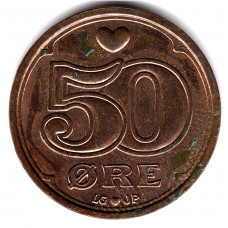 50 эре 1997 Дания - 50 ore 1997 Denmark, из оборота