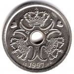 1 крона 1997 Дания - 1 krone 1997 Denmark, из оборота