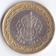 1 лира 2012 Турция - 1 lira 2012 Turkey, из оборота