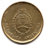 10 сентаво 1988 Аргентина - 10 centavo 1988 Argentina, из оборота