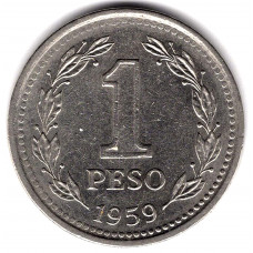 1 песо 1959 Аргентина - 1 peso 1959 Argentina, из оборота