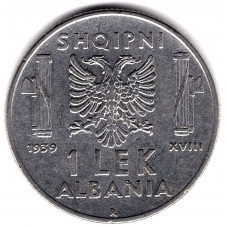 1 лек 1939 Албания - 1 lek 1939 Albania, из оборота