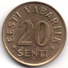 20 сентов 1992 Эстония - 20 senti 1992 Estonia, из оборота