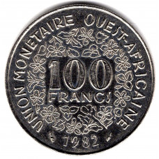 100 франков 1982 Западная Африка - 100 francs 1982 West Africa, из оборота