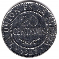 20 сентаво 1997 Боливия - 20 centavos 1997 Bolivia, из оборота