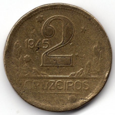 2 крузейро 1945 Бразилия - 2 cruzeiros 1945 Brazil, из оборота