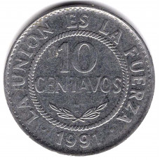 10 сентаво 1991 Боливия - 10 centavos 1991 Bolivia, из оборота