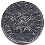 2 боливиано 1991 Боливия - 2 boliviano 1991 Bolivia, из оборота