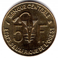 5 франков 1996 Западная Африка - 5 francs 1996 West Africa, из оборота