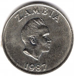 10 нгве 1987 Замбия - 10 ngwee 1987 Zambia, из оборота