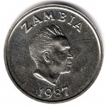 5 нгве 1987 Замбия - 5 ngwee 1987 Zambia, из оборота