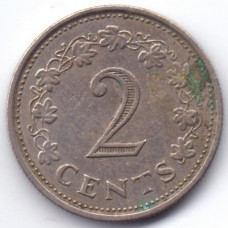 2 цента 1972 Мальта - 2 cents 1972 Malta, из оборота