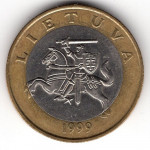 2 лита 1999 Литва - 2 litas 1999 Lithuania, из оборота