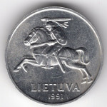 2 цента 1991 Литва - 2 centas 1991 Lithuania, из оборота