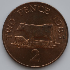 2 пенса 1985 Гернси - 2 pence 1985 Guernsey, из оборота