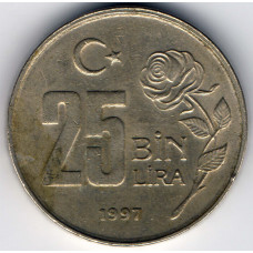 25.000 лир 1997 Турция - 25.000 lire 1997 Turkey, из оборота