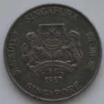 20 центов 1987 Сингапур - 20 cents 1987 Singapore, из оборота