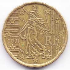 20 евроцентов 2001 года Франция - 20 euro cent 2001 France, из оборота