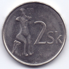 2 кроны 2001 Словакия - 2 koruny 2001 Slovakia, из оборота