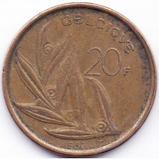 20 франков 1982 Бельгия - 20 francs 1982 Belgium (BELGIQUE), из оборота