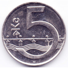 5 крон 1995 Чехия - 5 korun 1995 Czech Republic, из оборота