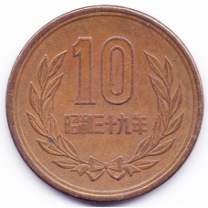 10 йен 1964 Япония - 10 yen 1964 Japan, из оборота