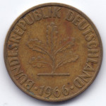 10 пфеннигов 1966 Германия - 10 pfennig 1966 Germany, F, из оборота