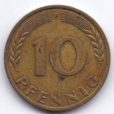 10 пфеннигов 1966 Германия - 10 pfennig 1966 Germany, F, из оборота