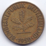 10 пфеннигов 1950 Германия - 10 pfennig 1950 Germany, F, из оборота