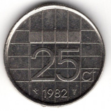 25 центов 1982 Нидерланды - 25 cents 1982 Netherlands, из оборота