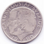 1 крона 1990 Швеция - 1 krona 1990 Sweden, из оборота
