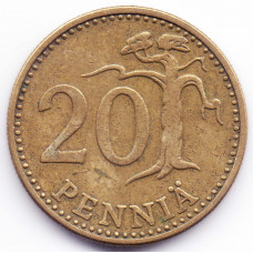 20 пенни 1971 Финляндия - 20 pennies 1971 Finland, из оборота