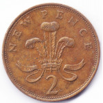 2 новых пенса 1980 Великобритания - 2 new pence 1980 Great Britain, из оборота