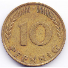 10 пфеннигов 1971 Германия - 10 pfennig 1971 Germany, F, из оборота