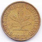10 пфеннигов 1971 Германия - 10 pfennig 1971 Germany, F, из оборота