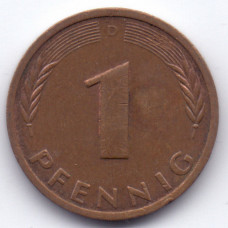 1 пфенниг 1981 Германия (ФРГ) - 1 pfennig 1981 Germany, D, из оборота