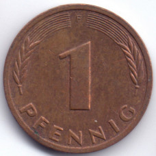 1 пфенниг 1989 Германия (ФРГ) - 1 pfennig 1989 Germany, F, из оборота