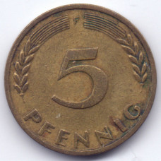 5 пфеннигов 1950 Германия (ФРГ) - 5 pfennig 1950 Germany, F, из оборота