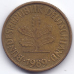 5 пфеннигов 1989 Германия (ФРГ) - 5 pfennig 1989 Germany, F, из оборота