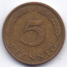 5 пфеннигов 1989 Германия (ФРГ) - 5 pfennig 1989 Germany, F, из оборота