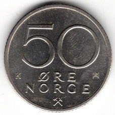 50 эре 1989 Норвегия - 50 ore 1989 Norway, из оборота