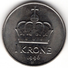 1 крона 1996 Норвегия - 1 krone 1996 Norway, из оборота