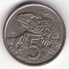 5 центов 1975 Новая Зеландия - 5 cents 1975 New Zealand, из оборота