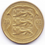 1 крона 2001 Эстония - 1 krone 2001 Estonia, из оборота