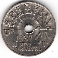 25 сентимо 1937 Испания - 25 centimos 1937 Spain, из оборота