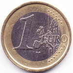 1 евро 2002 года Италия - 1 euro 2002 Italy, из оборота