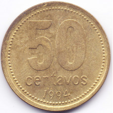 50 сентаво 1994 Аргентина - 50 centavo 1994 Argentina, из оборота